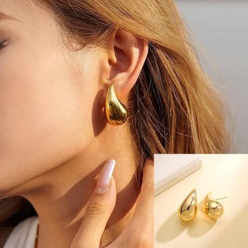 Celebrity Style Teardrop Gold Earrings For Girls And Women